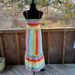 J. Marie Emery Adjustable Beaded Tie Strap Colorful Striped Midi Dress Size M Size M Photo 2