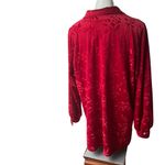 Diane Von Furstenberg NWOT, Vintage  Red Velour Button Down Tunic Top, Sz 1X Photo 8
