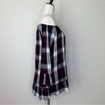 FOR THE REPUBLIC Plaid Off Shoulder Bell Sleeves Peplum Top Photo 5