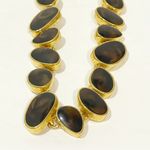 Anne Klein Statement Necklace Goldtone Brown Animal Print Linked 15.5-17" Photo 1