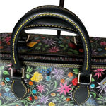 Dooney & Bourke  Black Floral Women's Boston Bag with Rainbow Zipper EUC Photo 6