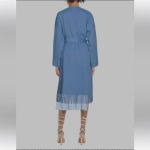 Zimmermann Fringed Wool Coat Wrap Robe Style Trench Coat Periwinkle Blue Size 3 Photo 1