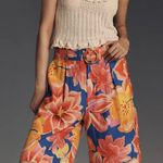 Farm Rio x Anthropologie Linen Blend Belted Floral Bermuda Shorts NWT - size S Photo 0