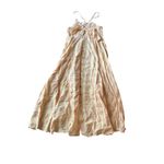 Free People NWT  Via Dress Womens Large Gingham Cotton Midi Yellow Shirt Sundress Photo 3