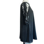 Very Moda Dark Charcoal Gray Distressed Sleeve Tunic Top Small Medium S/M NWOT Photo 2