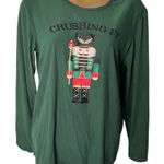 Christmas Nutcracker Graphic Long Sleeve Shirt “Crushing It” Green S Photo 0