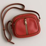 Valentina Made in Italy Orange Pebbled Leather Crossbody Bag Small Quiet Luxury Photo 8