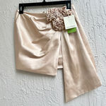 Skylar Rose NWT Asymmetrical Ruched Side Satin Mini Skirt Beige Women's Small Photo 0
