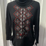 Lucky Brand  Black Embroidered Long Sleeve Top in M Photo 0