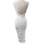 SER.O.YA. Ballor Ruched Midi Dress in White Size Gently Used Bridal Photo 4