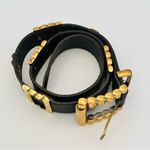Linea Pelle by Mina Black Leather Belt with Gold Accents Photo 1