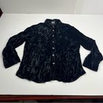 CP Shades  Black Velvet Collared Shirt Womens Long Sleeve Button Front Size Large Photo 4