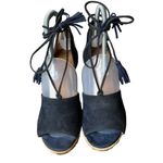 CAbi Sandals Womens 6M Blue Suede Multi Isla Espadrille Wedge Shoes Boho #6001 Photo 3