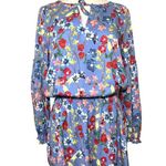 Parker Floral Smocked Waist Key Hole Ruffle Long Sleeve Dress Periwinkle Medium Photo 2