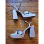 Badgley Mischka Womens Satin Platform Block Heel Sandals Light Pink Size 9 Photo 4