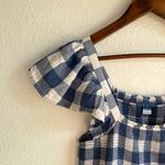 Old Navy  Womens Dress Blue White Gingham Plaid Flutter Sleeve Smocked Size Large Photo 4