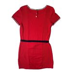 Tommy Hilfiger  Womens Red White Blue Short Sleeve Tie Belt Sweater Dress Size M Photo 4
