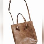 NISOLO Simone Convertible Shopper in Vachetta with Crossbody Strap Bag Tan Photo 4