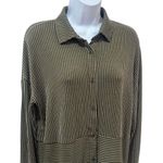 Paper Crane NEW  Striped High Low Blouse Jersey Knit Button up Comfy Fall S Photo 3