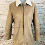 Shaver Lake Sherpa Lined Faux Suede Full Zip Jacket Tan Exposed Seams Medium Photo 0