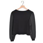 Generation Love  Quilted Faux Leather Sleeve Sweatshirt Crewneck Black Women's S Photo 1