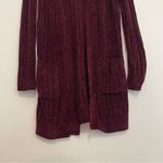 MATTY M Chenille Cardigan Burgundy Maroon Red Ribbed Chunky Knit Long Sweater S Photo 4