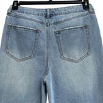 Forever 21 SZ 28 Cropped Jean Distressed Hi-Rise Zip-Fly Light Wash Frayed Hems Photo 5