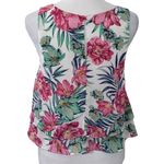 Sans Souci Pink Floral Cropped Tank Top Size XS Tropical Tank Top Floral Tank Photo 3