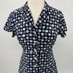 All that jazz Vintage 90s  Mini Shirtdress Ditsy Floral Blue White Button Front Photo 5