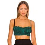superdown NWT  Bralette Bustier Zelia Green Plaid Crop Top Bra Top Size Small NEW Photo 8