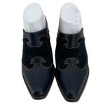 Vintage western mules clogs blue suede heeled studded 8 leather concert rodeo Photo 1