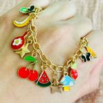 Colorful Charm Bracelet with Fruit and Star Charms Gold Photo 0