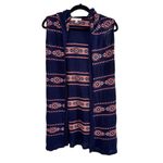 Say What? Say What Open Front Cardigan Womens Size M Sleeveless Hooded Blue Navajo Aztec Photo 5