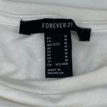 Forever 21 Women’s White Floral Embroidered-Trim Tee Size M Photo 7