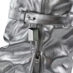 Women's Silver Metallic Leather Zip Fold Over Padlock Platform Mid Calf Boots 10 Photo 5