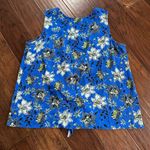 Style & Co Blue Floral Front Tie Tank Top Photo 1