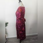 Erika  Dresses Burgundy Red Chiffon Midi Dress Size M Photo 2
