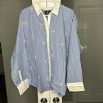 J.Crew NWT Collection Garçon Shirt Bows Blue White Striped Photo 1