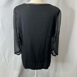 Elie Tahari crochet overlay navy blue satin top Photo 2