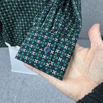 Mignon Doo Women's High Neck Tie Back Blouse Button Up Back Green Long Sleeve S Photo 2