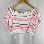 Lemlem  by Liya Kebede Cotton Gauze Striped Off Shoulder Crop Top Size Medium Photo 2