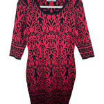 Danny & Nicole Red Black 3/4 Sleeve Round Neck Sweater Sheath Dress Size M Photo 0