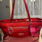 Coach Red Croc-Embossed Tote Bag Photo 3