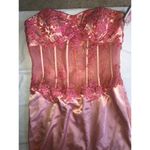 Alyce Designs Size 12 Gown Prom Strapless Formal Coral Pink Sheer Beaded NEW Photo 4