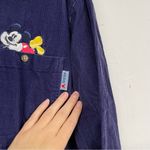 Disney Vintage Blue Corduroy Mickey & Minnie Embroidered Butterfly Down Shirt M Photo 5