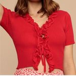 SheIn Womens cardigan size extra small/2 Red front tie open top ribbed short s… Photo 4