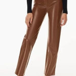 Aritzia  Wilfred The Melina Faux Leather Straight Leg Pants Cognac Brown size 6 Photo 0