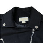 Michael Kors  NWT  Black Asymmetry Wool Blend Moto Trench Coat – Size 12  Photo 2