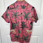 Womens XL Pink Novelty Button Down Shirt Animal Print‎ Short Sleeve Photo 2
