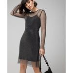 White House | Black Market New! ‎ Long Sleeve Crystal Mesh Mini Dress, size XS Photo 2